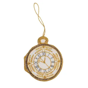 Pocket Watch Embroidered Christmas Tree Decoration