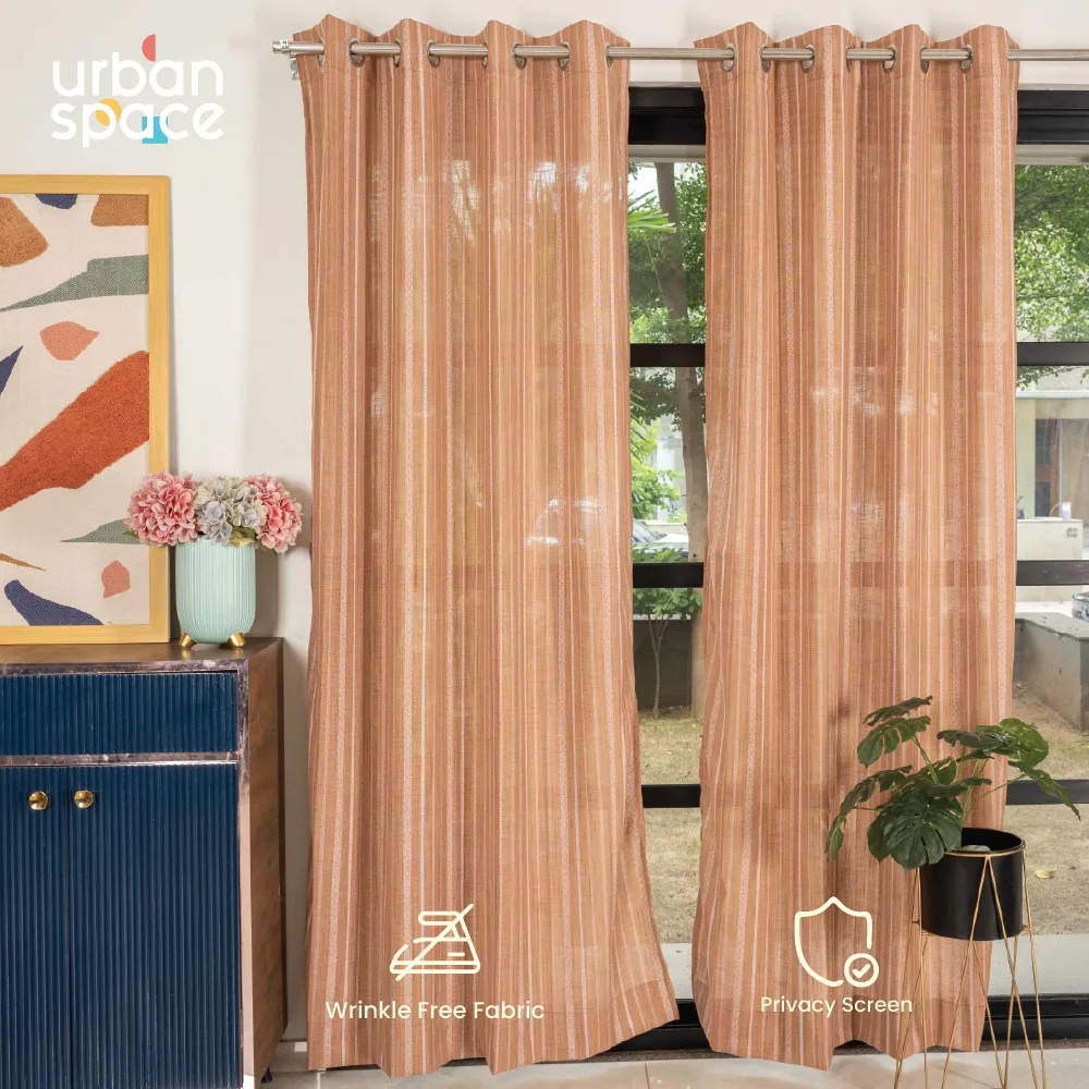 Aari Collection Embriodered Sheer Curtains, 40-50% Light Filtering Curtains - Pack of 2 - Vertical Weaves Muddy Pink