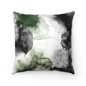 Abstract Boho Pillow Cover | Green White Black