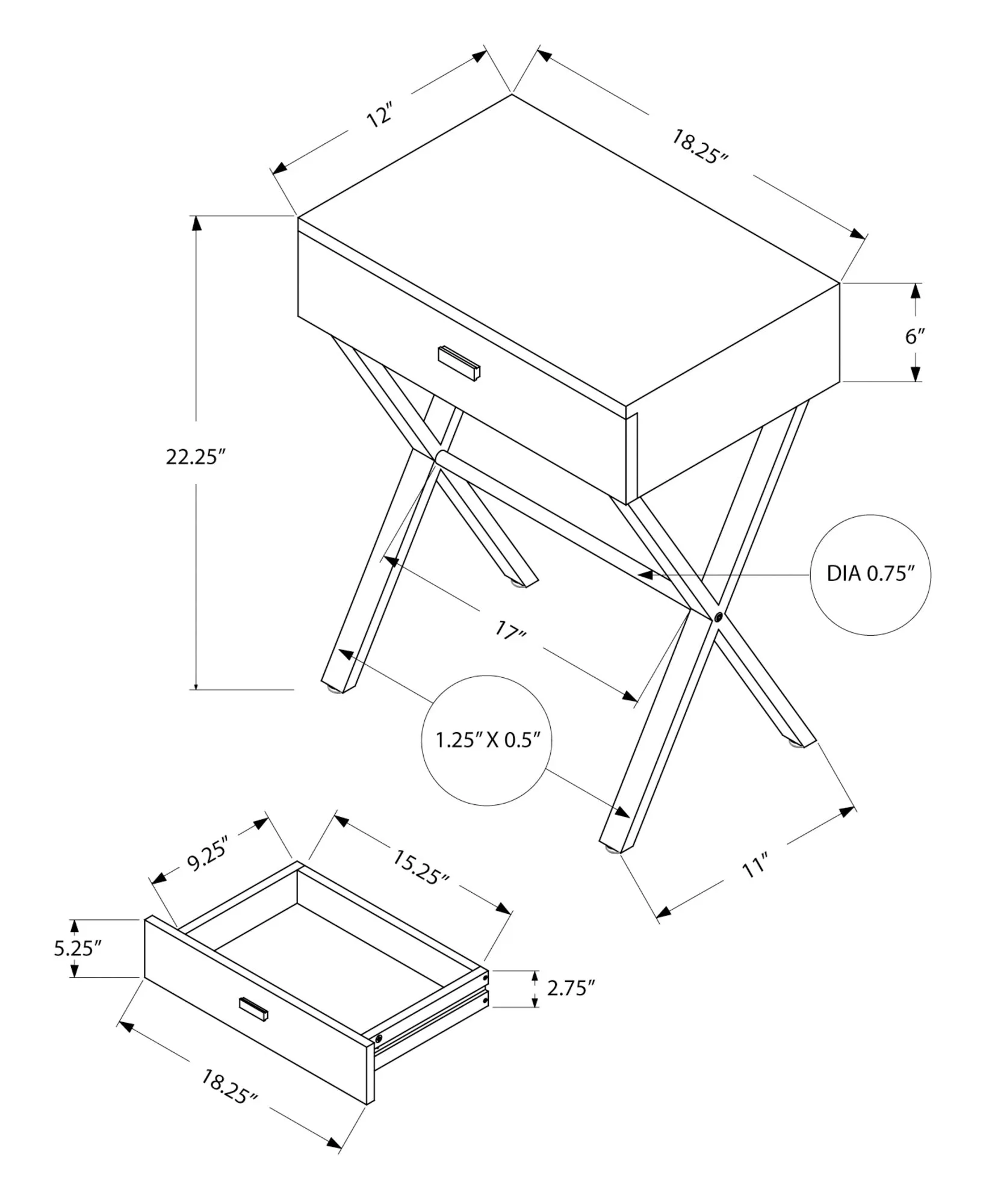 Accent Table - 24"H / Brown Reclaimed Wood / Black Metal