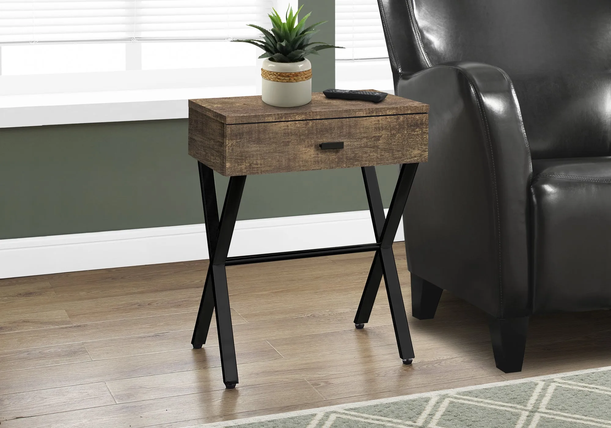 Accent Table - 24"H / Brown Reclaimed Wood / Black Metal