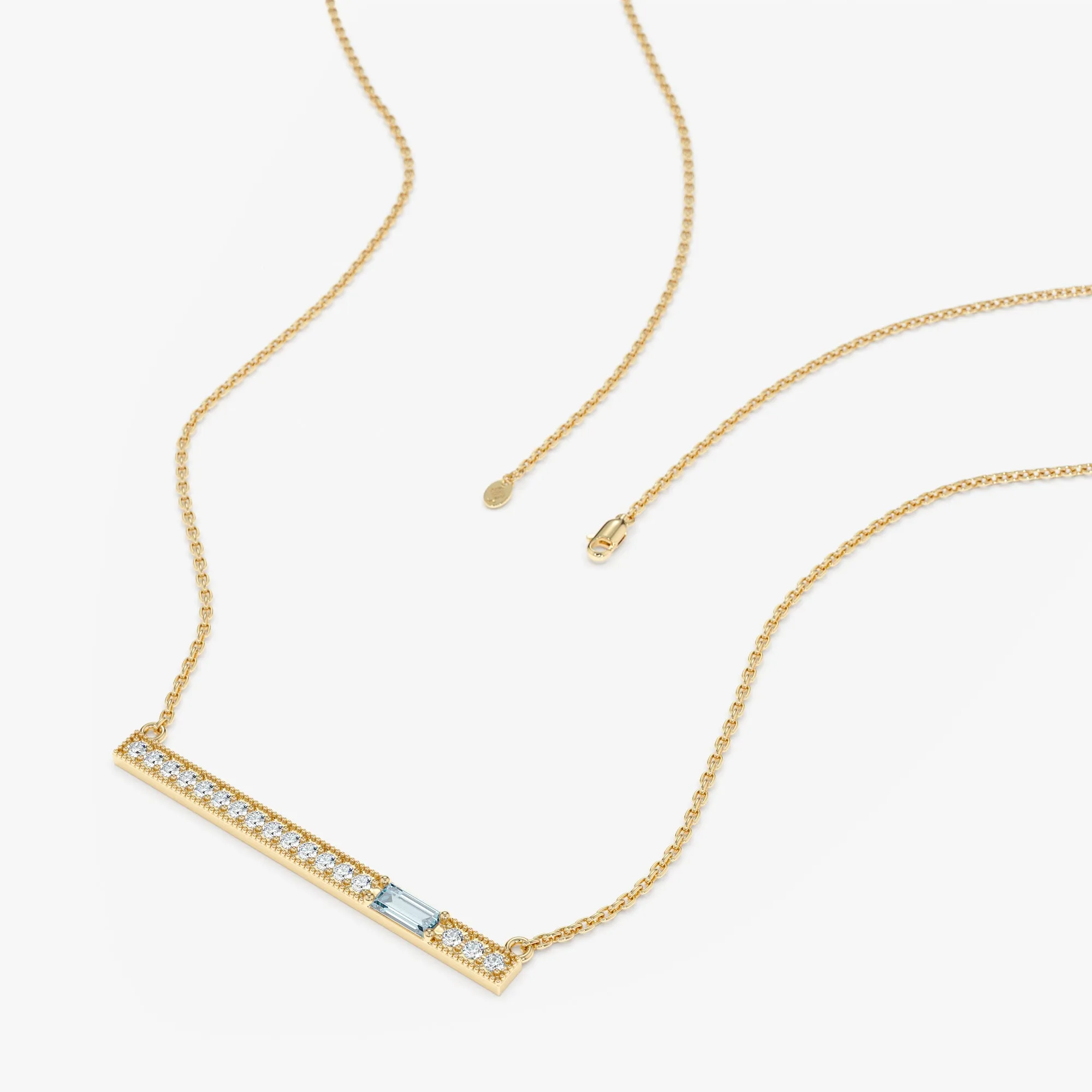 Aquamarine Diamond Bar Necklace, Madilyn