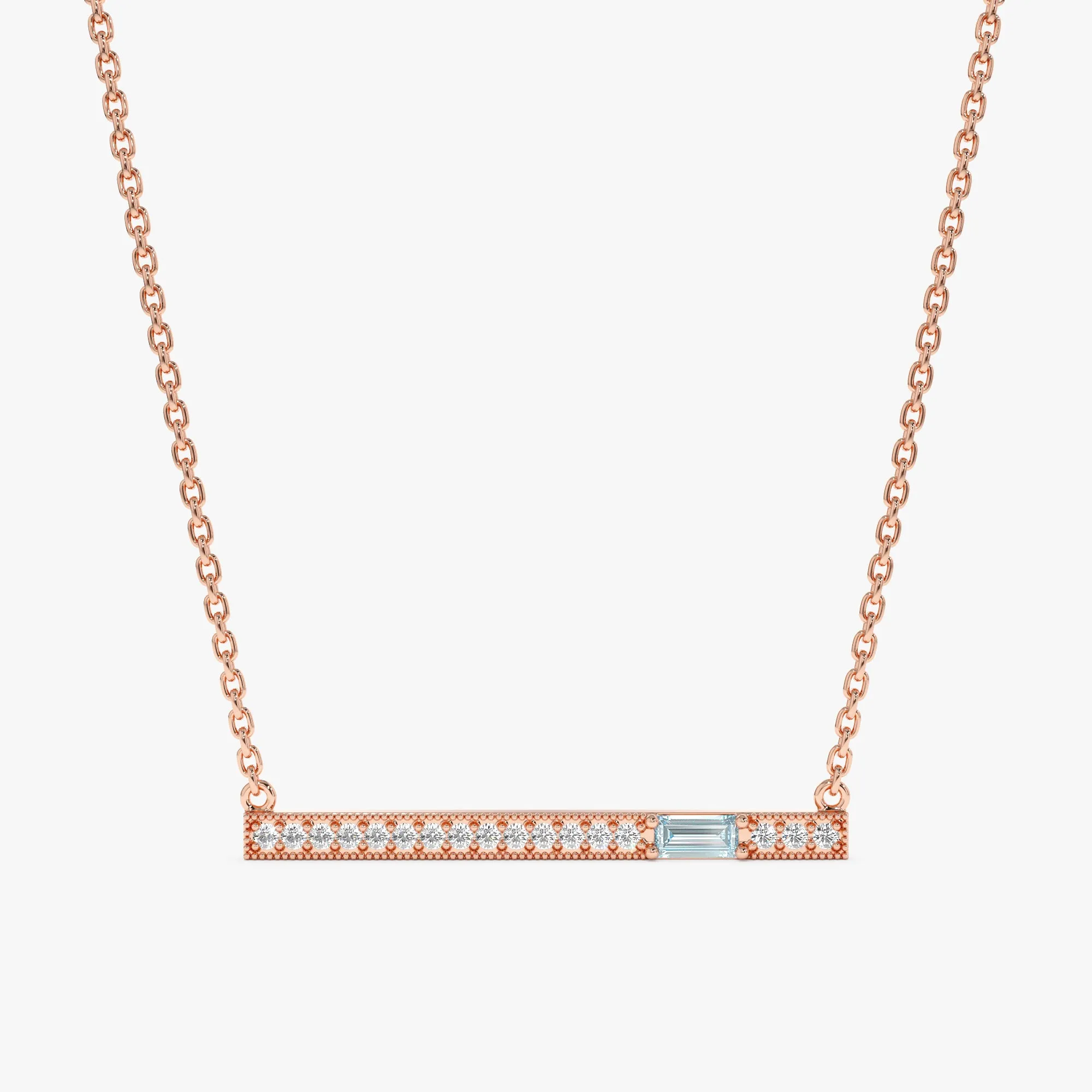 Aquamarine Diamond Bar Necklace, Madilyn