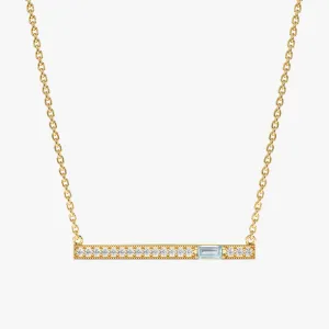 Aquamarine Diamond Bar Necklace, Madilyn