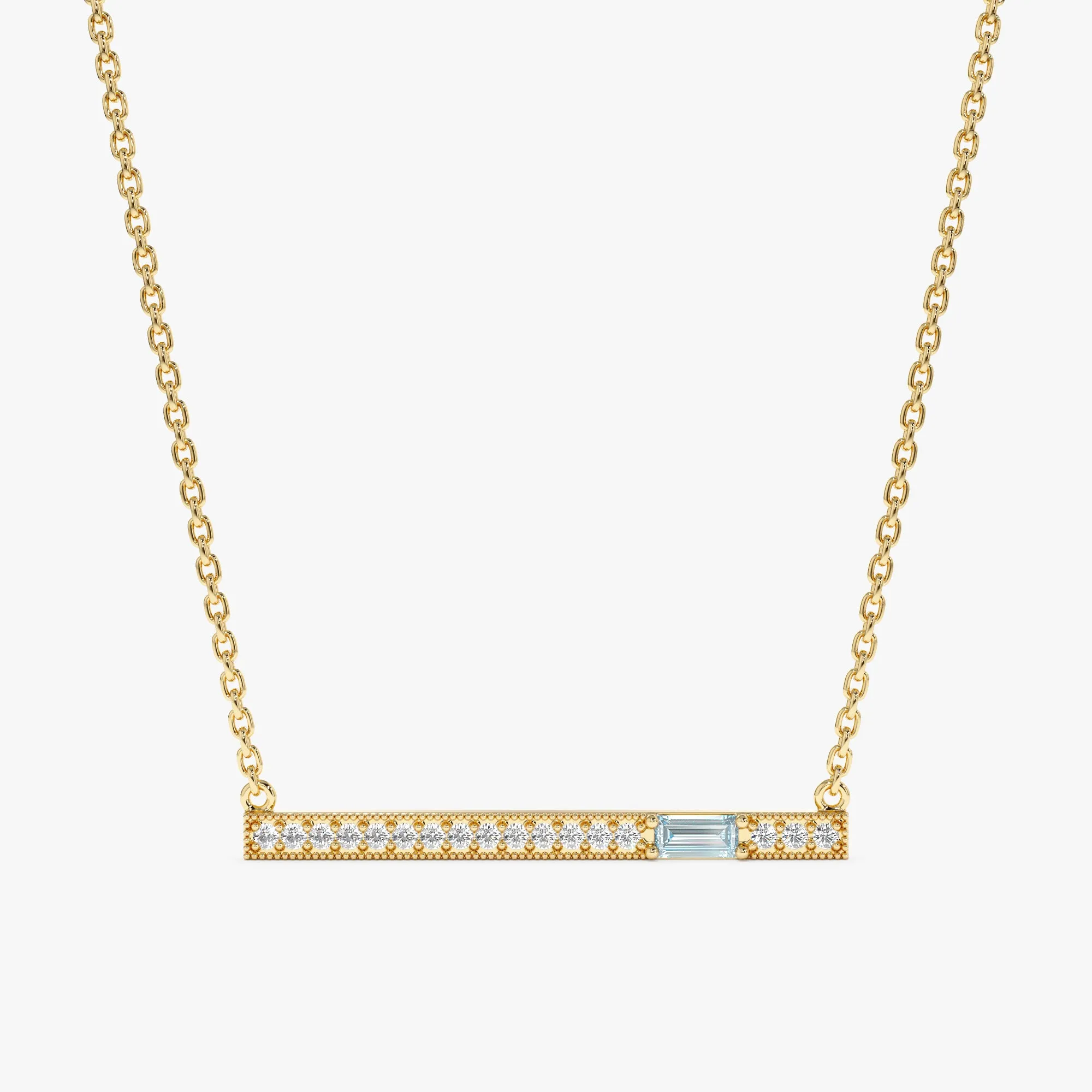 Aquamarine Diamond Bar Necklace, Madilyn