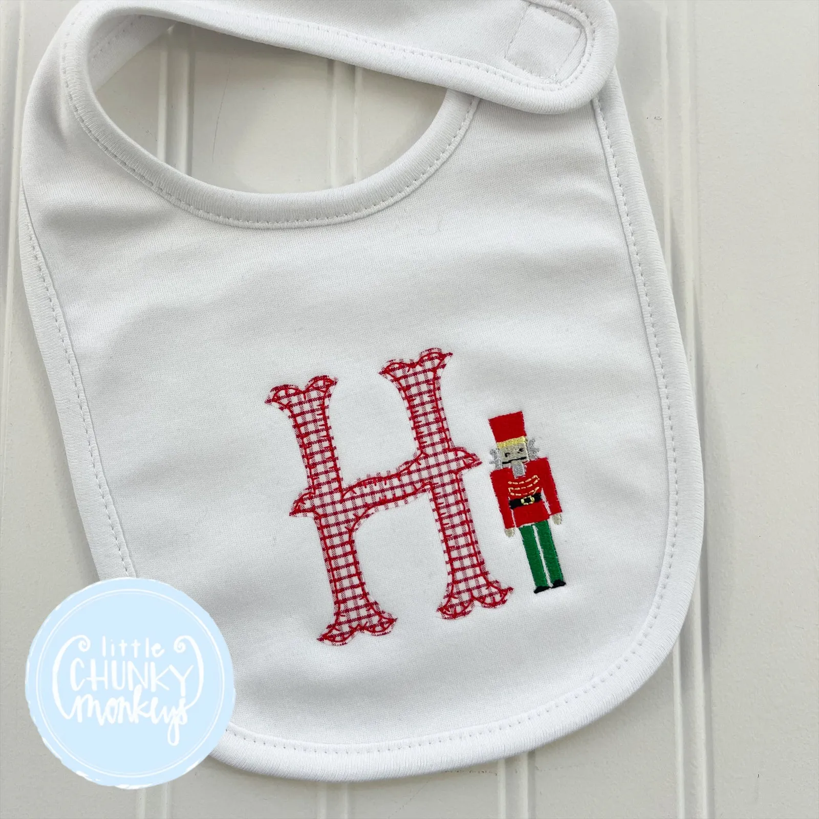 Baby Unisex Bib with Nutcracker Initial