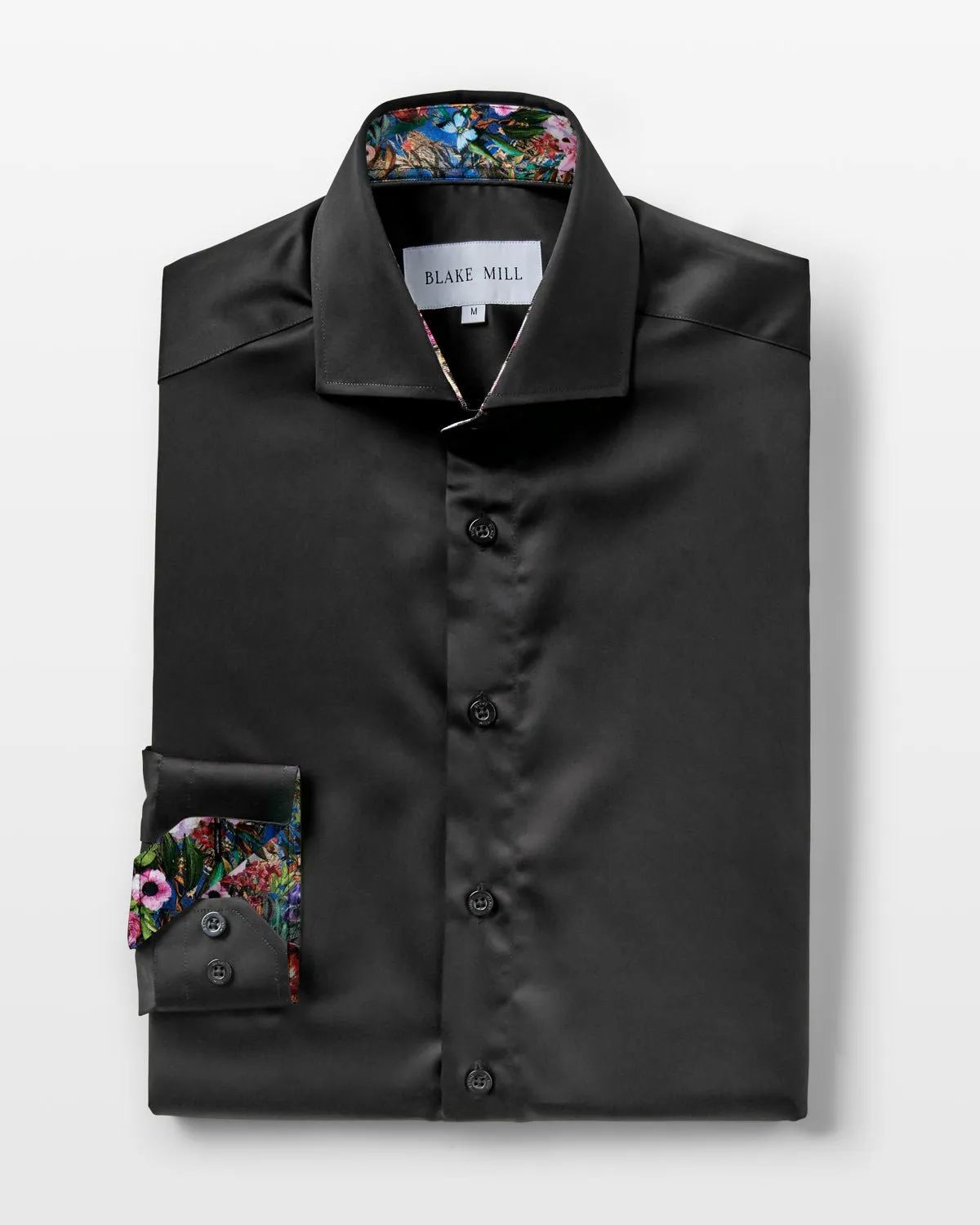 Black Sateen with Botanical Gardens Accents Shirt