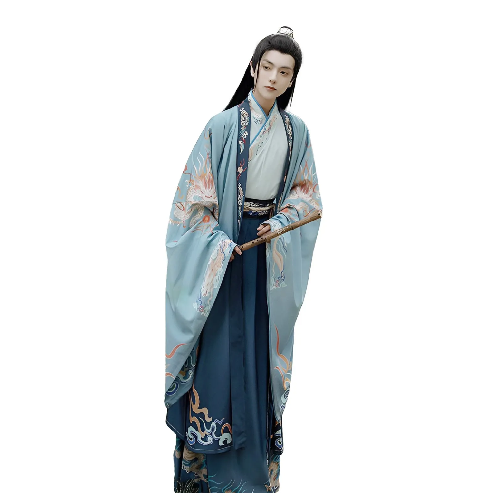 Blue Dragon Hanfu Male Traditional Chinese Clothing