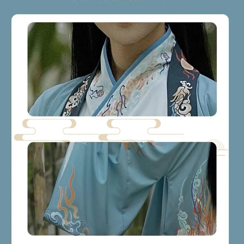 Blue Dragon Hanfu Male Traditional Chinese Clothing