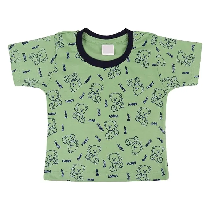 Boys Bear Printed  T-Shirts And Dungaree Set