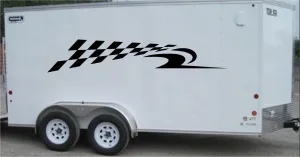 Checkered Racing Stripe Trailer Decal - Vinyl Decal - Car Decal -Trailer Sticker - CF014