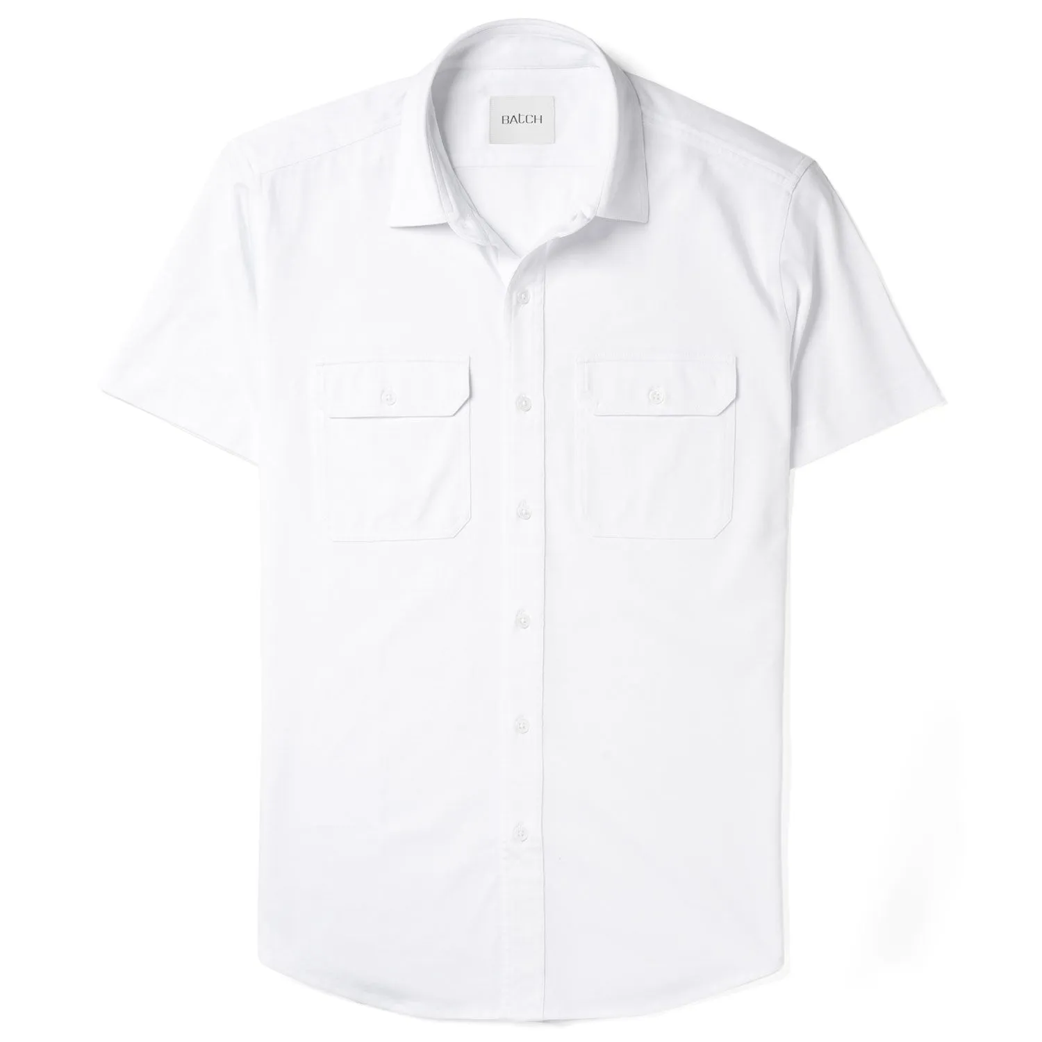 Constructor Knit Utility Short Sleeve Shirt – Pure White Cotton Jersey