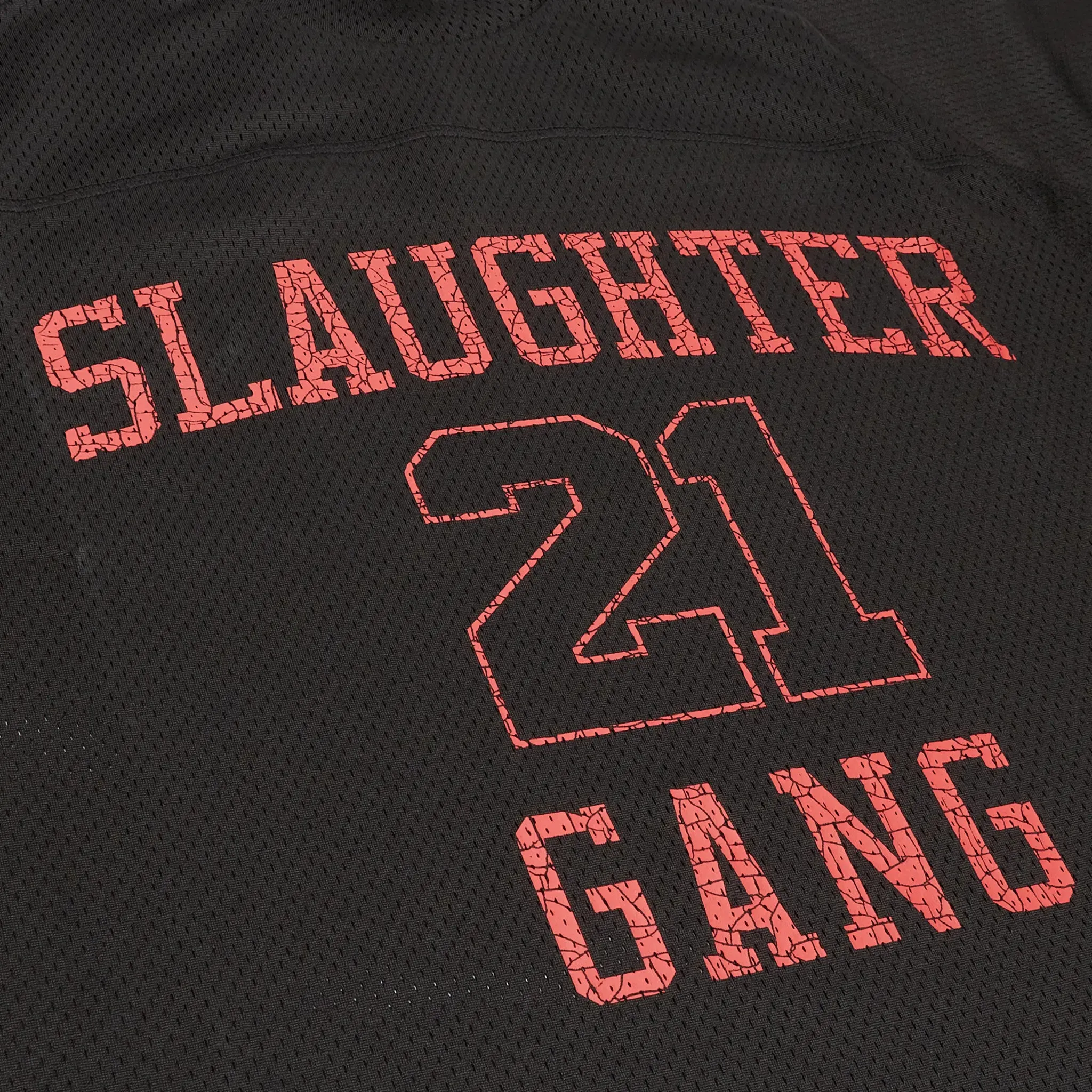 Corteiz x Slaughter Gang 21 Savage Mesh Black T Shirt