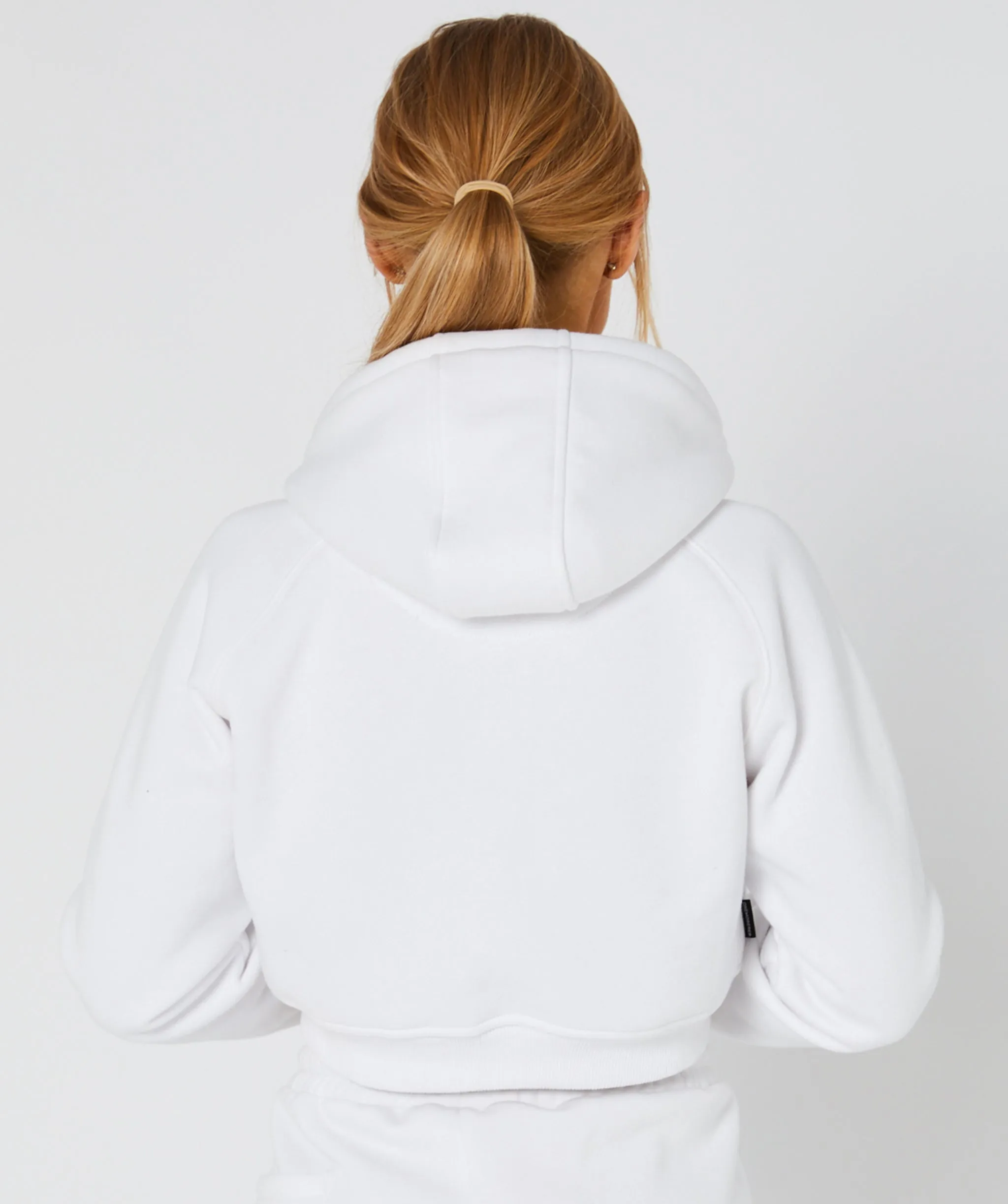 Crop Pullover Hoodie White