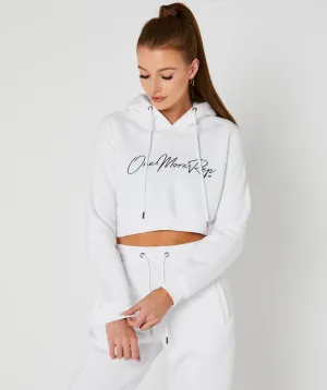 Crop Pullover Hoodie White