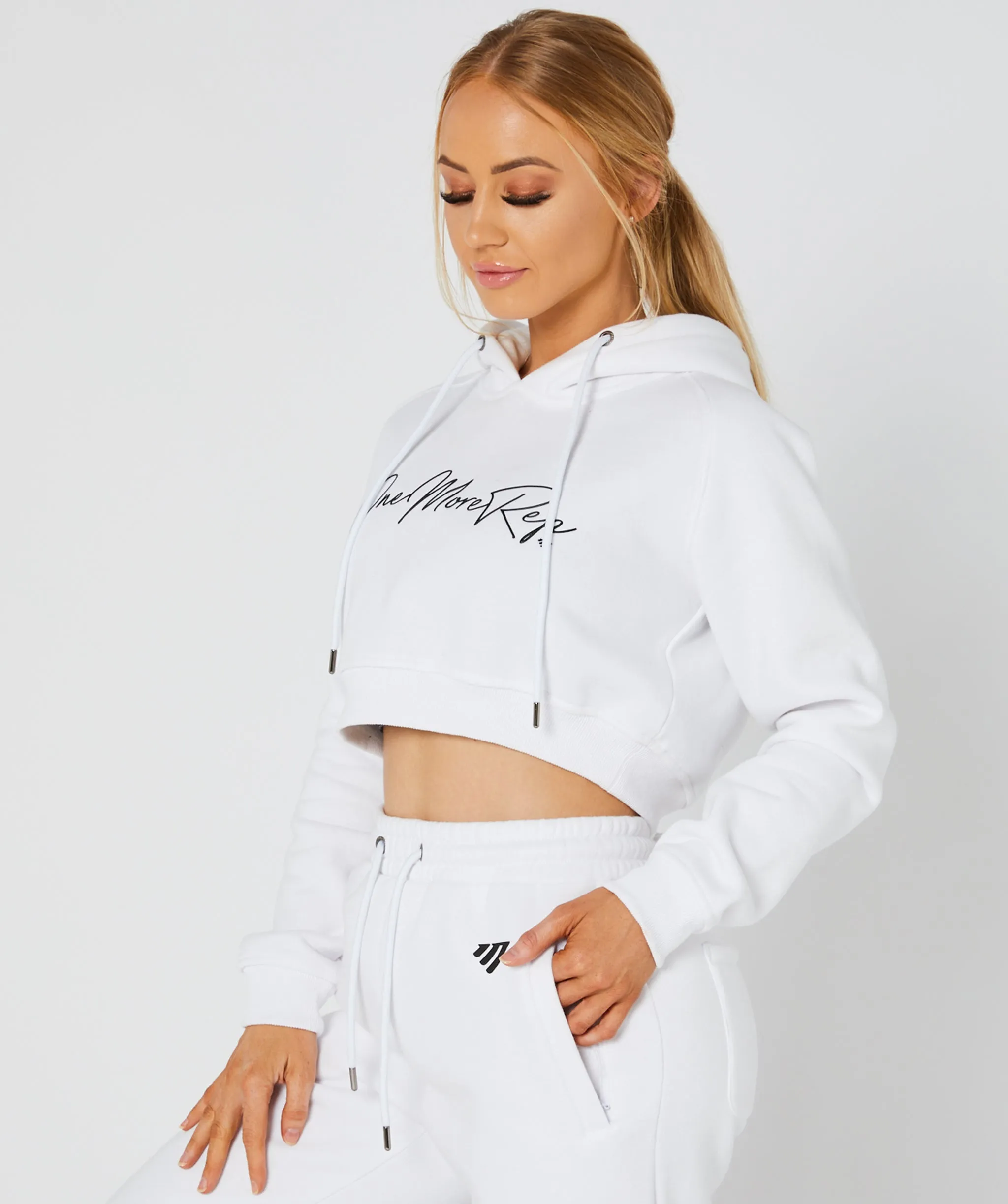 Crop Pullover Hoodie White