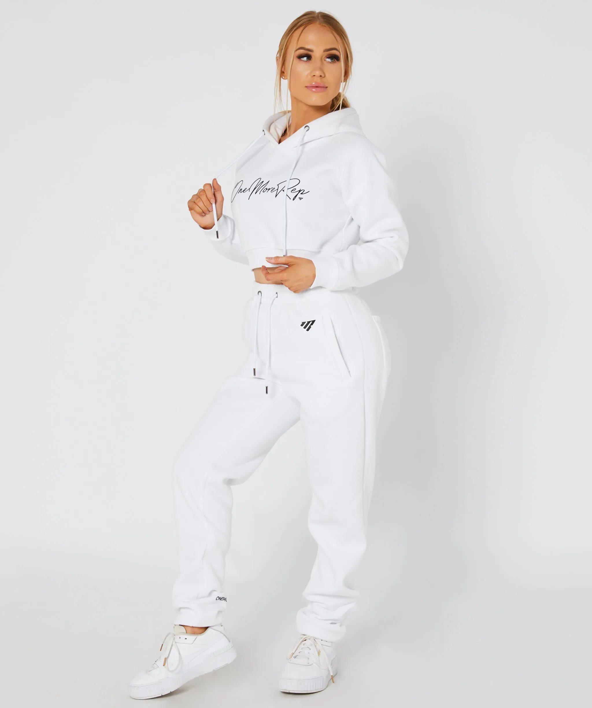 Crop Pullover Hoodie White