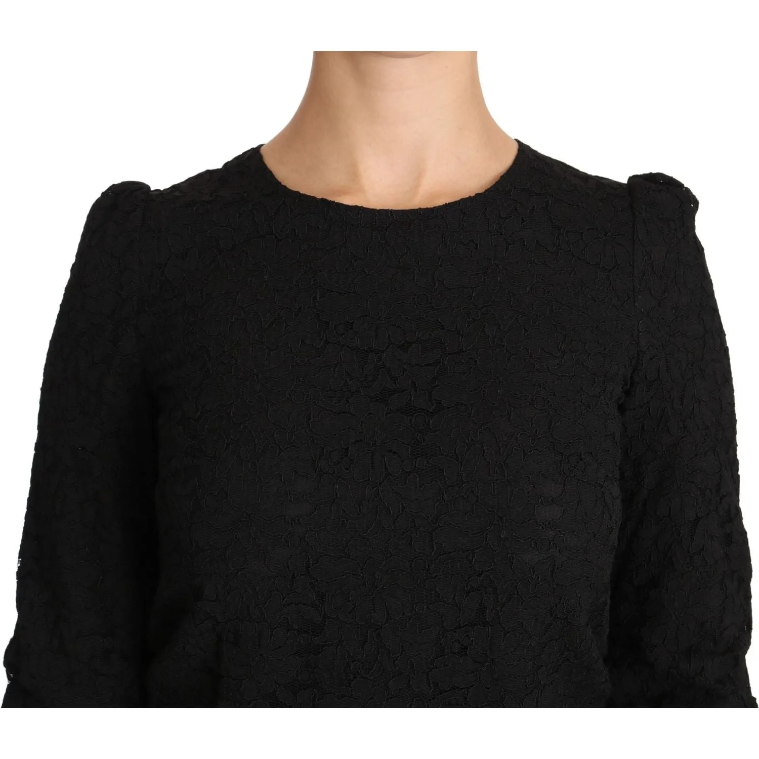 Dolce & Gabbana Elegant Black Floral Crewneck Blouse