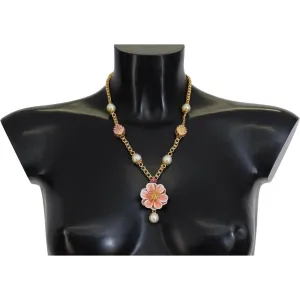 Dolce & Gabbana Elegant Floral Statement Charm Necklace