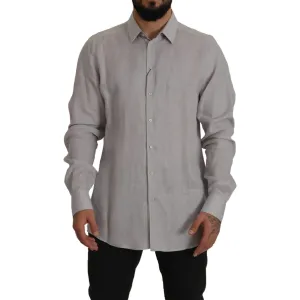 Dolce & Gabbana Elegant Grey Slim Fit Linen Shirt