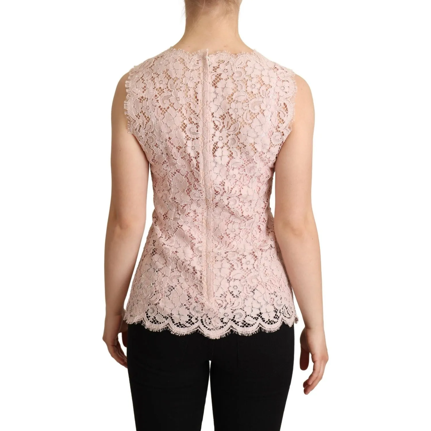 Dolce & Gabbana Elegant Pink Lace Sleeveless Blouse