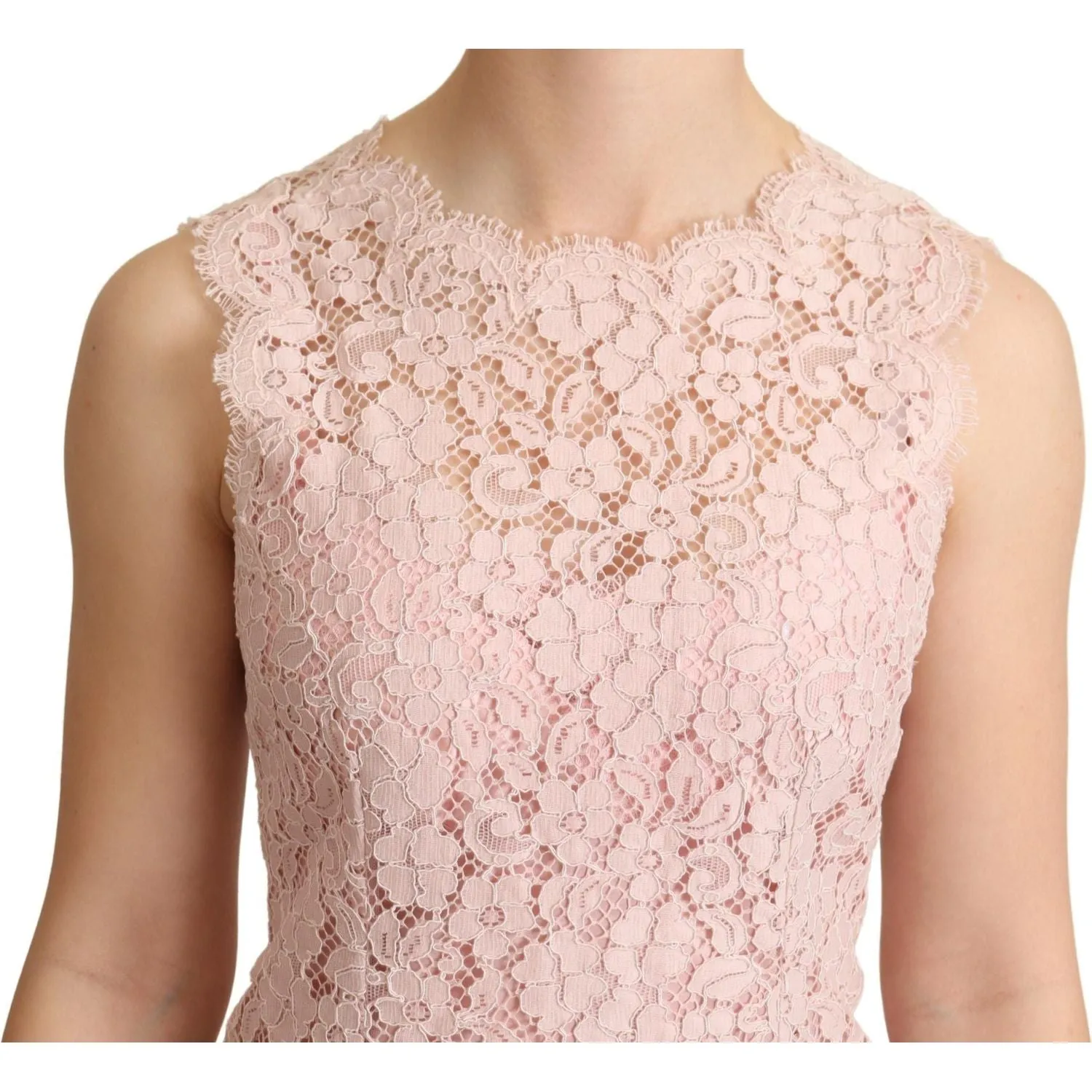 Dolce & Gabbana Elegant Pink Lace Sleeveless Blouse