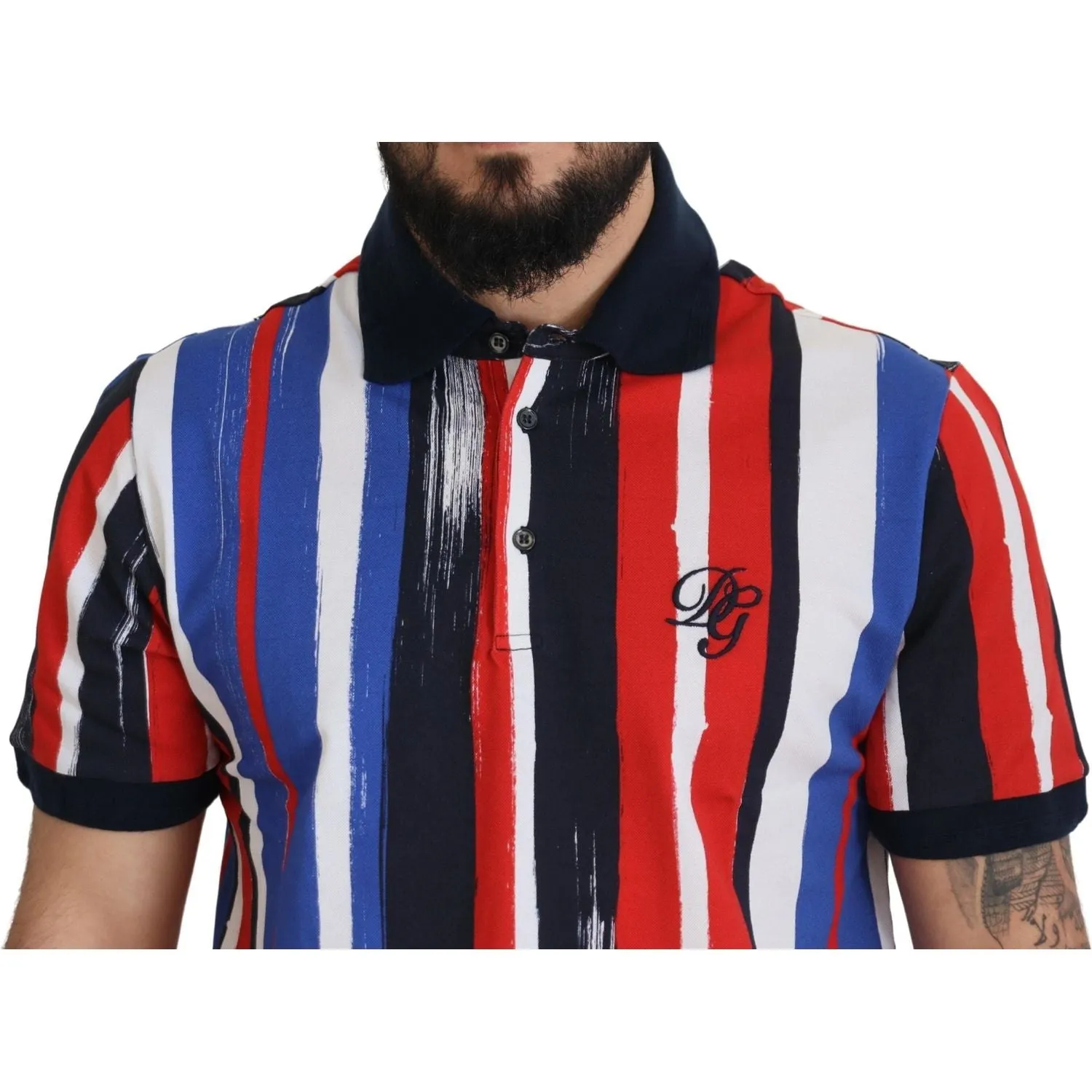 Dolce & Gabbana Elegant Striped Cotton Polo T-shirt