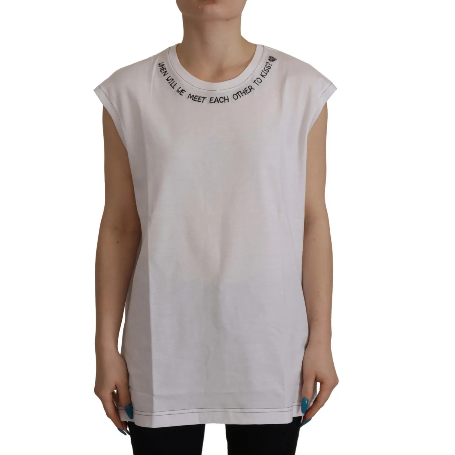 Dolce & Gabbana Elegant White Cotton Sleeveless Top