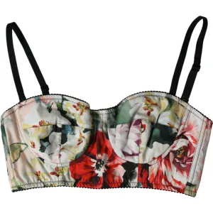 Dolce & Gabbana Multicolor Floral Bustier Crop Top