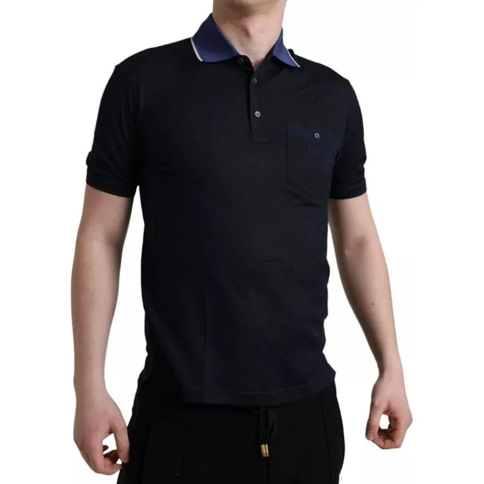 Dolce & Gabbana Navy Blue Collared Short Sleeve Polo T-shirt