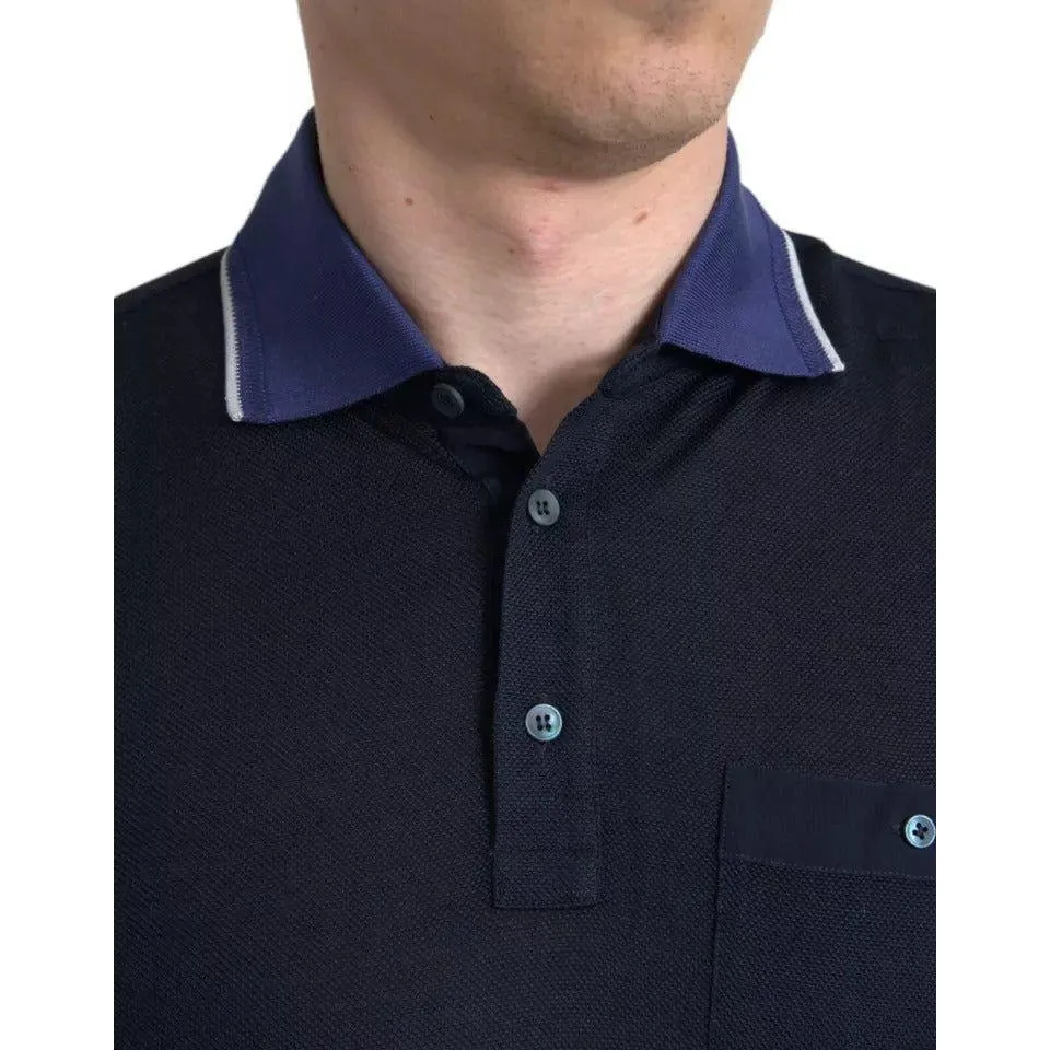 Dolce & Gabbana Navy Blue Collared Short Sleeve Polo T-shirt