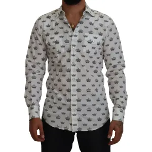 Dolce & Gabbana Slim Fit Crown Print Dress Shirt