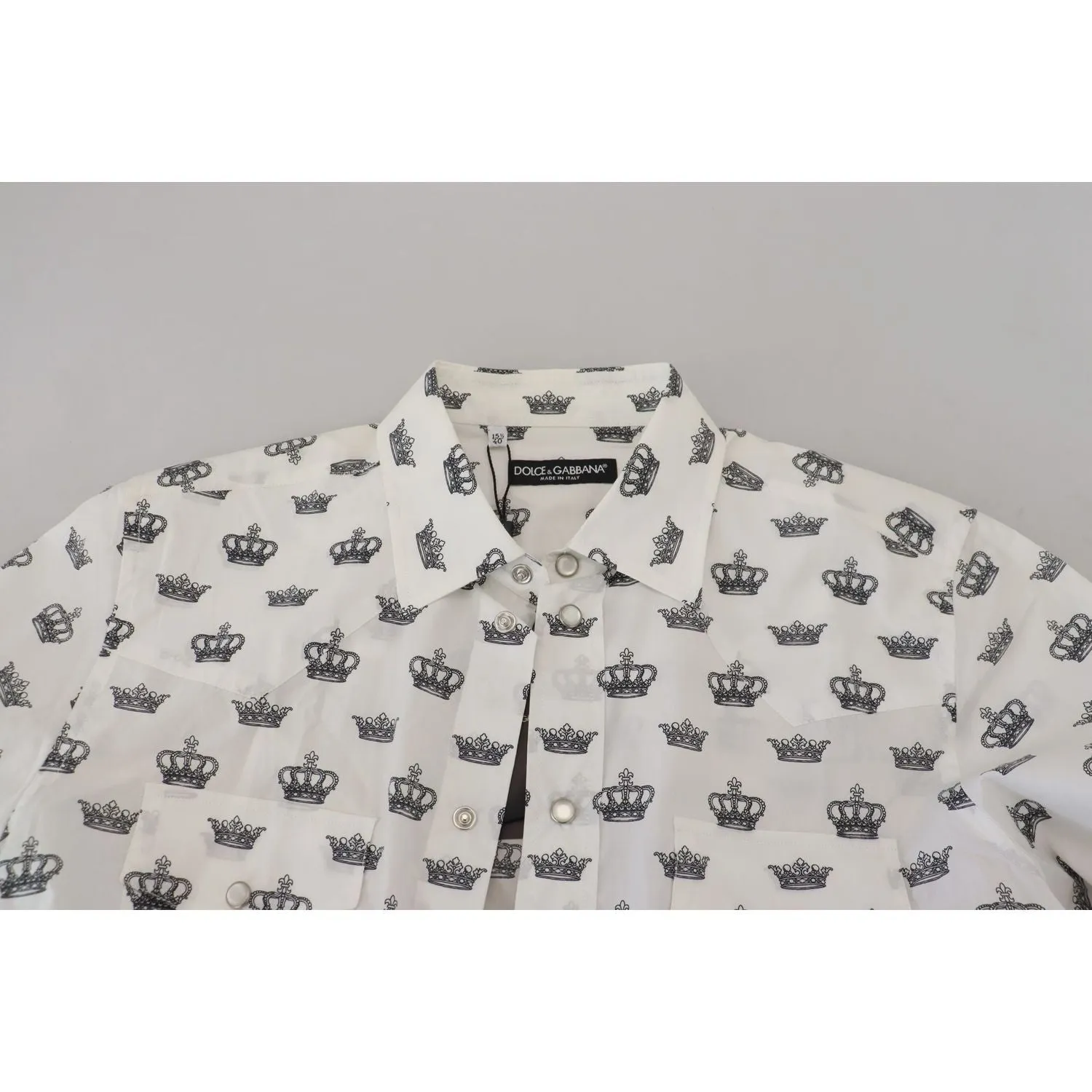 Dolce & Gabbana Slim Fit Crown Print Dress Shirt