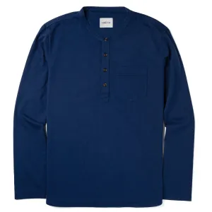 Essential 1 Pocket Henley Shirt –  Cobalt Blue Cotton Jersey