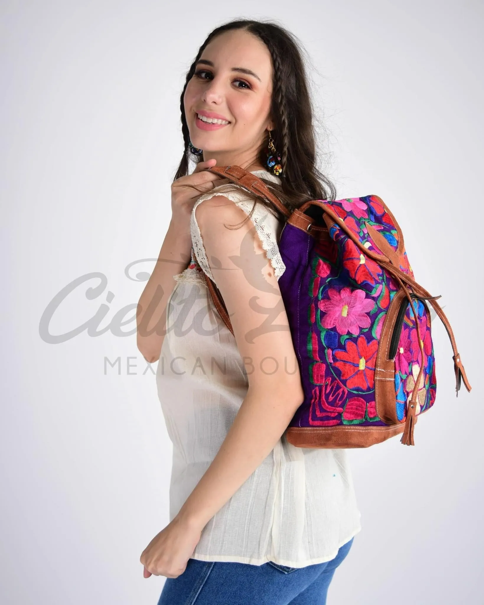 Floral Embroidered Backpack