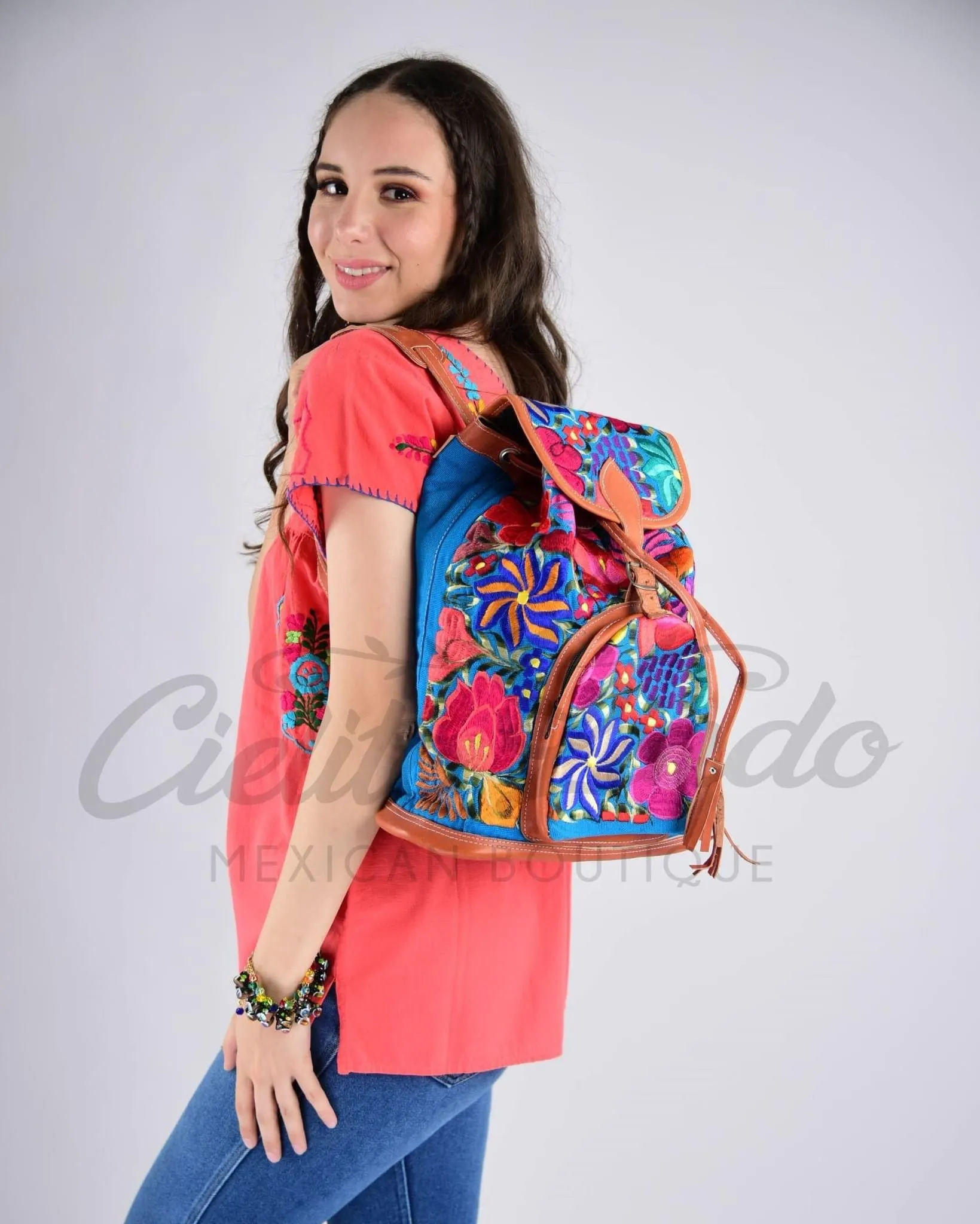 Floral Embroidered Backpack