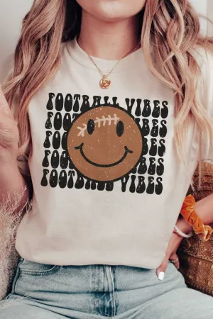 FOOTBALL HAPPY FACE FOOTBALL VIBES GRAPHIC TEE