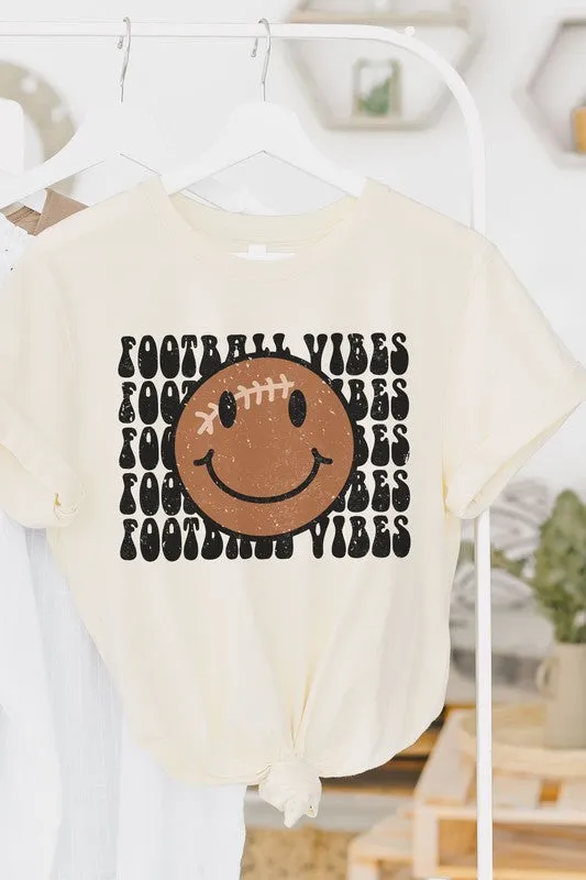 FOOTBALL HAPPY FACE FOOTBALL VIBES GRAPHIC TEE