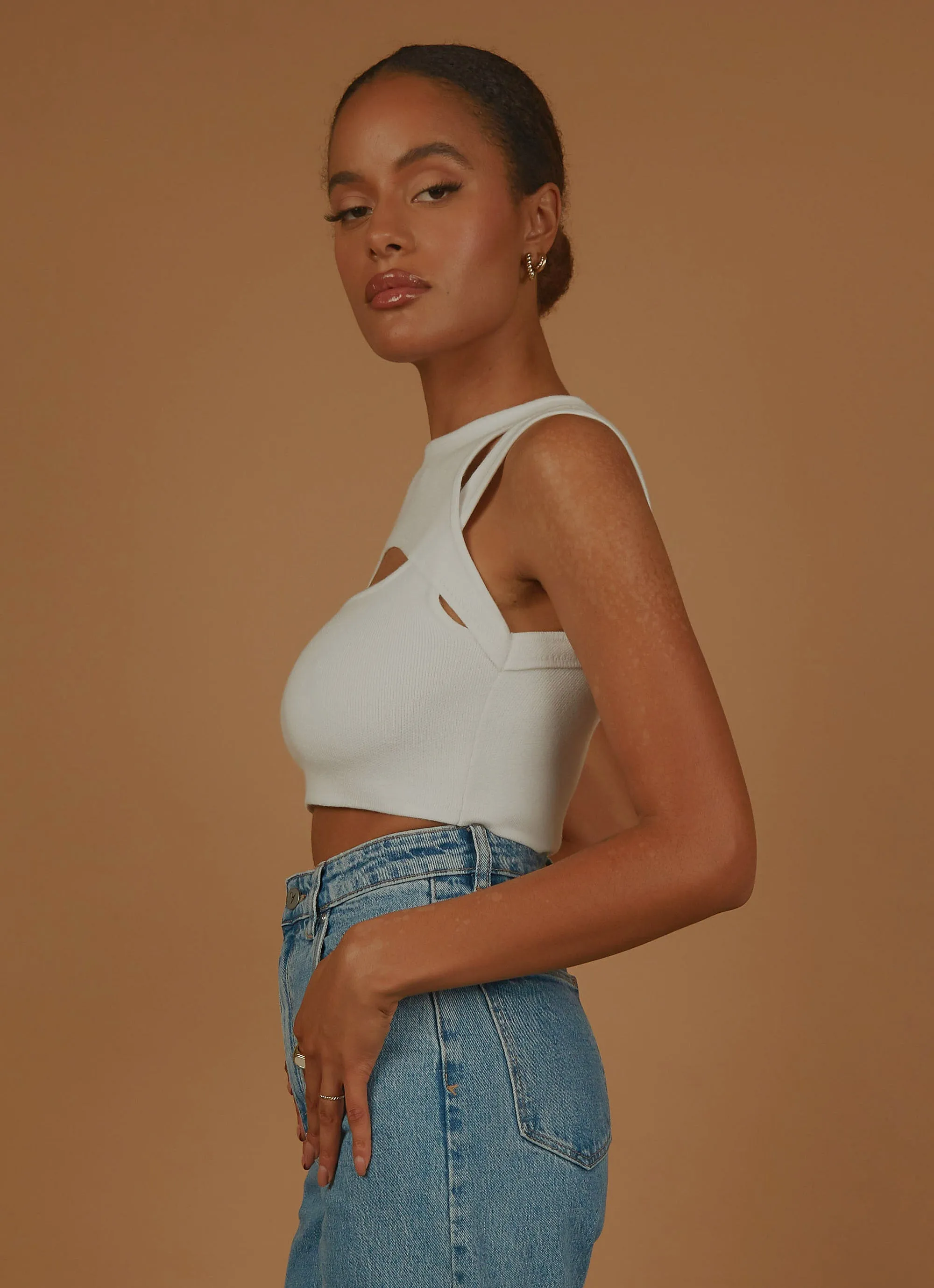 Gigi Girl Knit Crop - White