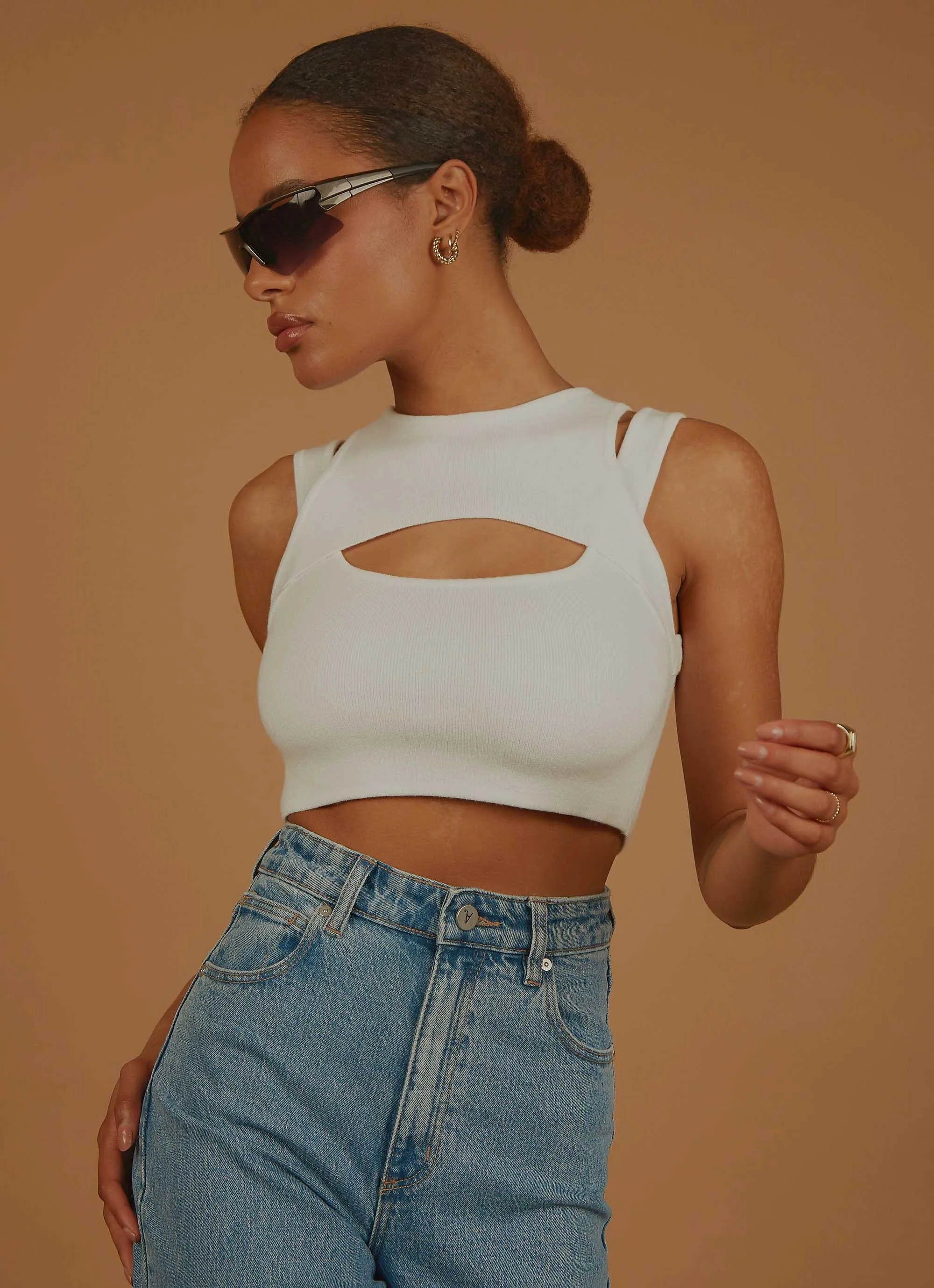 Gigi Girl Knit Crop - White