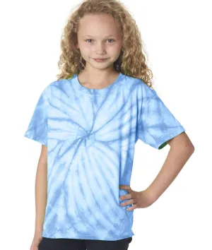 gildan tie-dye youth vat-dyed cyclone tee - columbia blue (m)