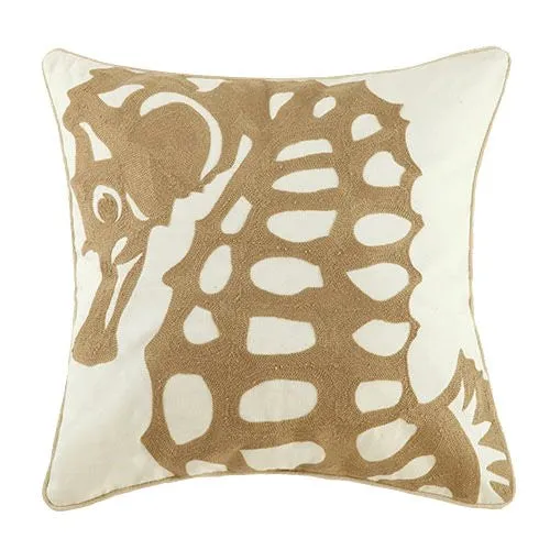 Grande Seahorse Embroidered Pillow