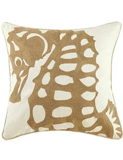 Grande Seahorse Embroidered Pillow