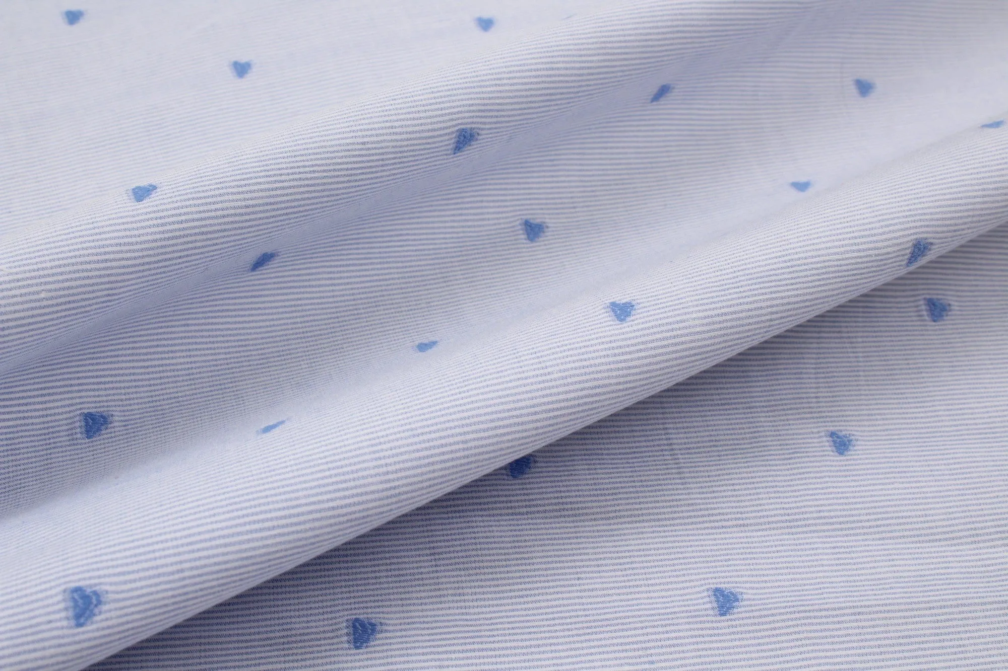 Hearts Plumeti on Striped Cotton Shirting