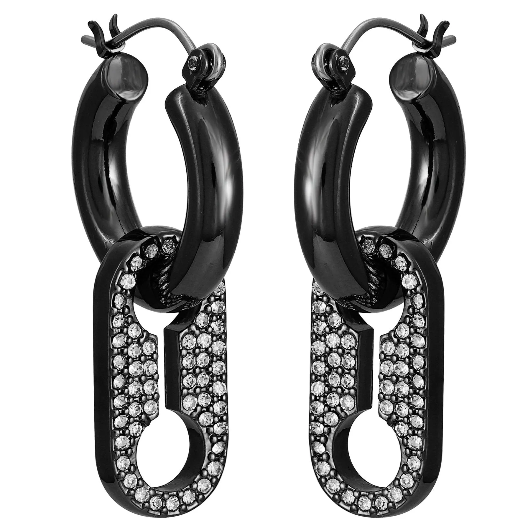 Hematite Crystal Stone Hoop Drop Earrings