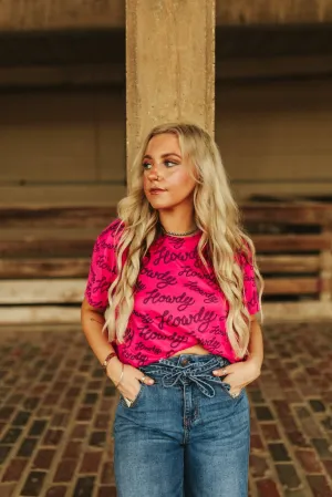 Hot Pink Howdy Western Graphic Tee