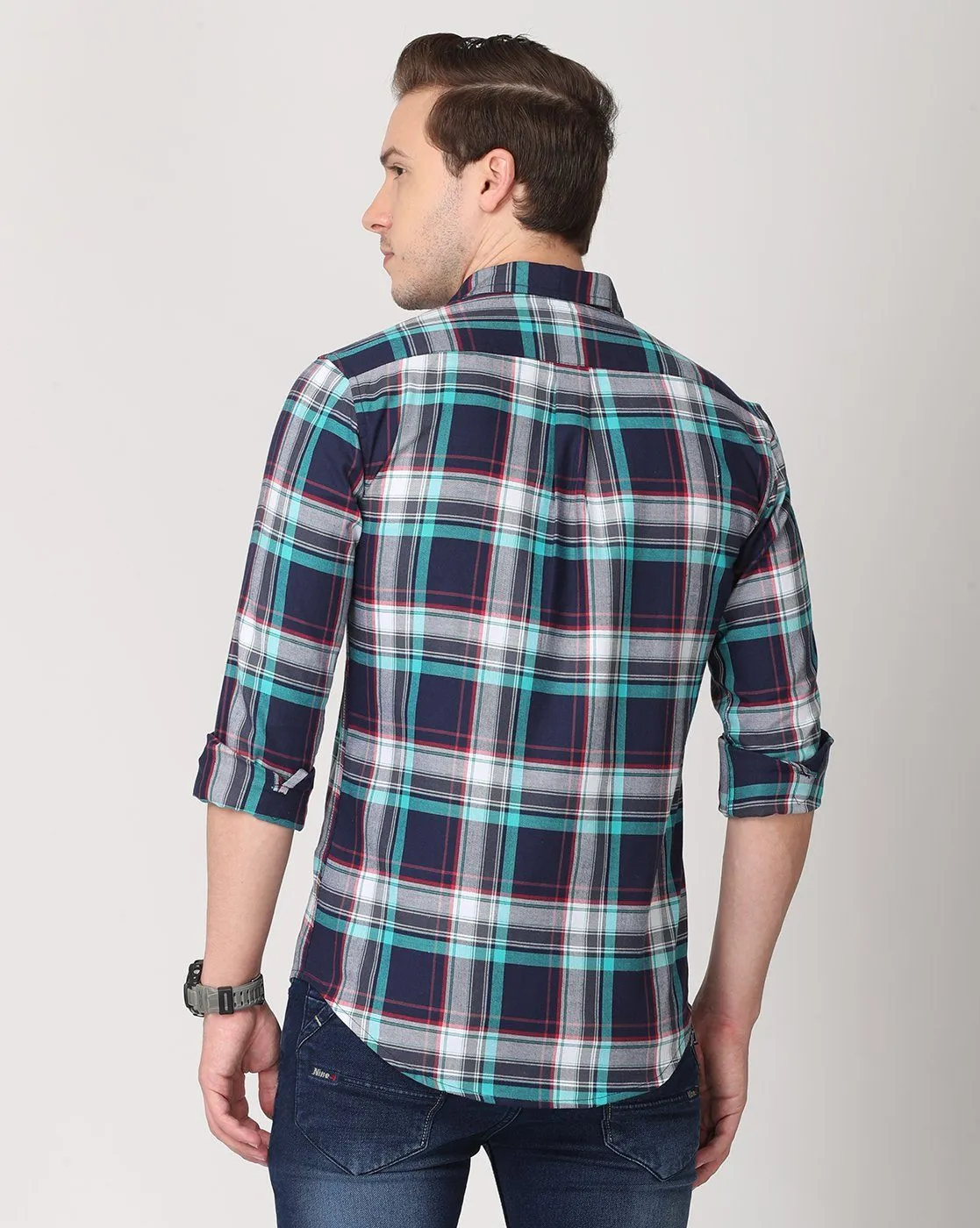 Light Blue, Grey and Dark Blue Double Pocket Shirt