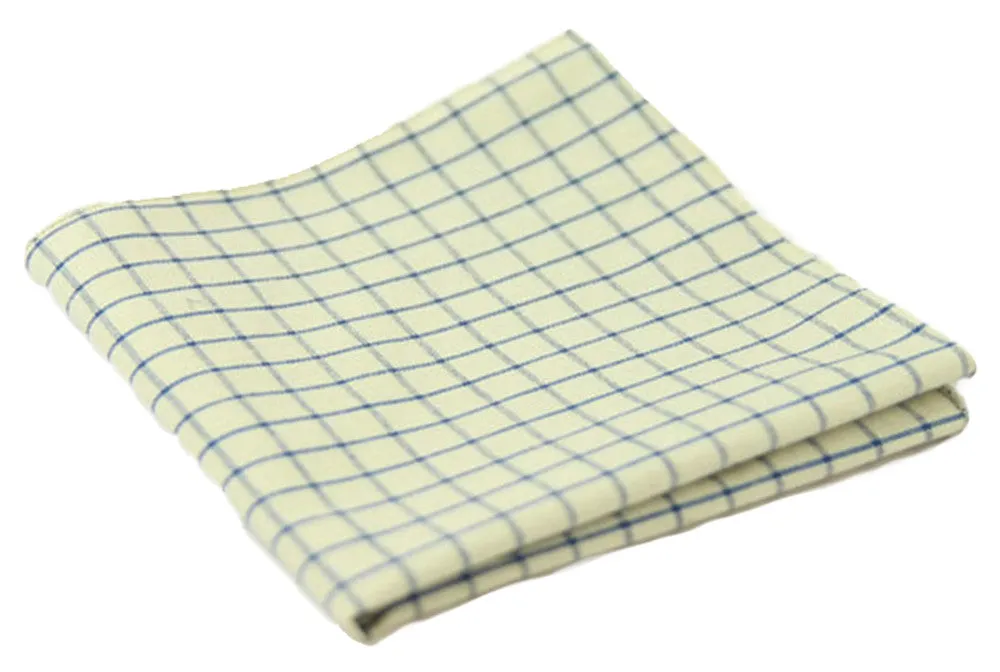 Linen White / Egyptian Blue Gingham Pocket Square - [2017 Spring]