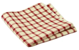 Linen White / Ruby Red Gingham Pocket Square - [2017 Spring]