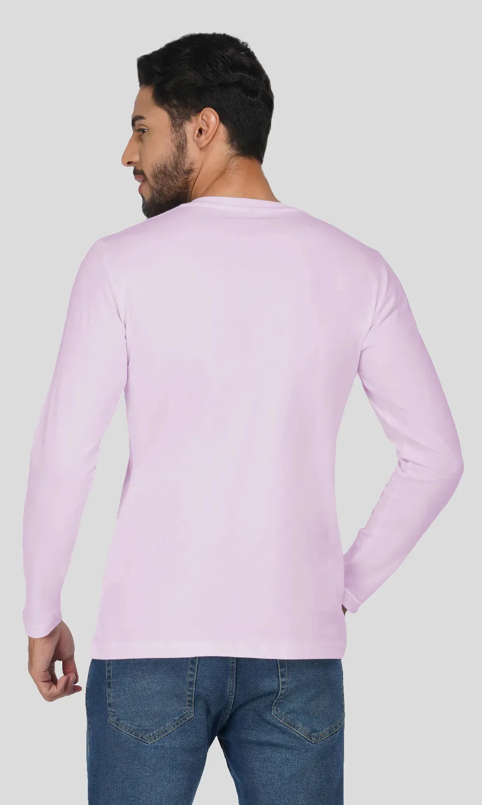 Mebadass Cotton Mens Fullsleeve Regular Size T-shirt - Lavender